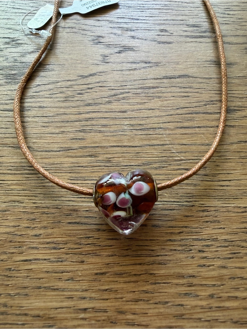 Free People Heart Glass Pendant Necklace in Brown and Pink